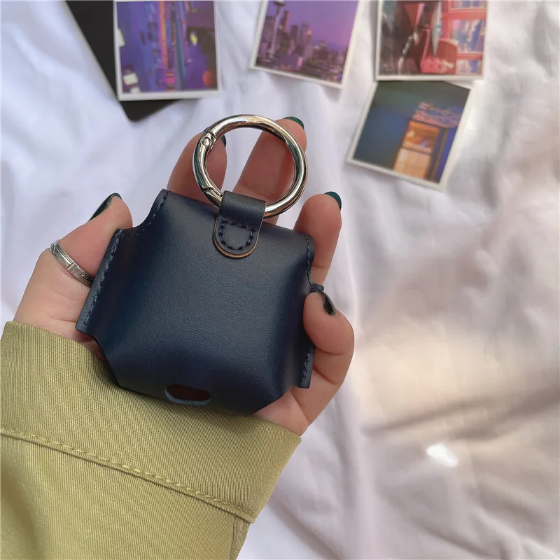 Funda de lujo para Samsung Galaxy Buds 2/Pro/Live Buds, Protector de auriculares de cuero con anillo antipérdida, fundas para Galaxy Buds 2