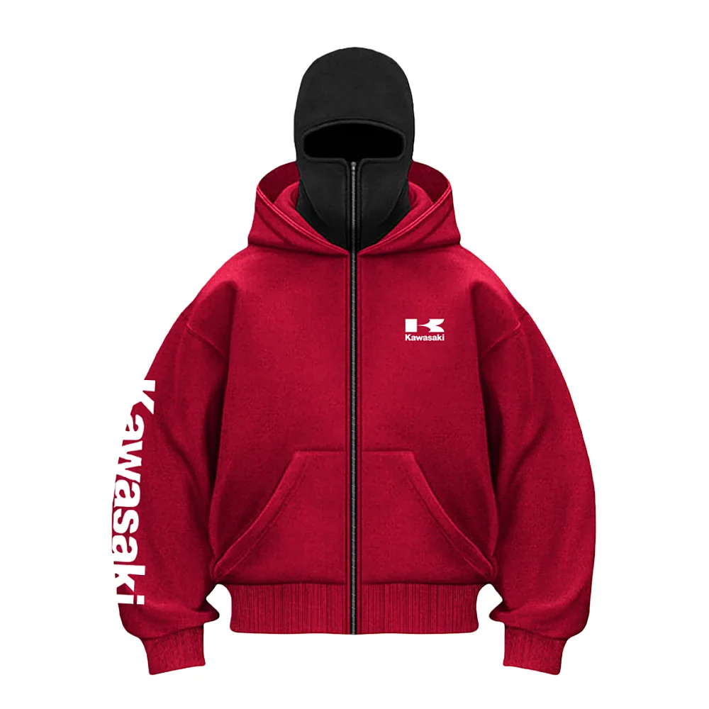 

Kawasaki Racing Team Jacket Women's Men's Balaclava Y2K Gothic Harajuku Winter New Hooded Mask Sportswear Men's Zipper Top