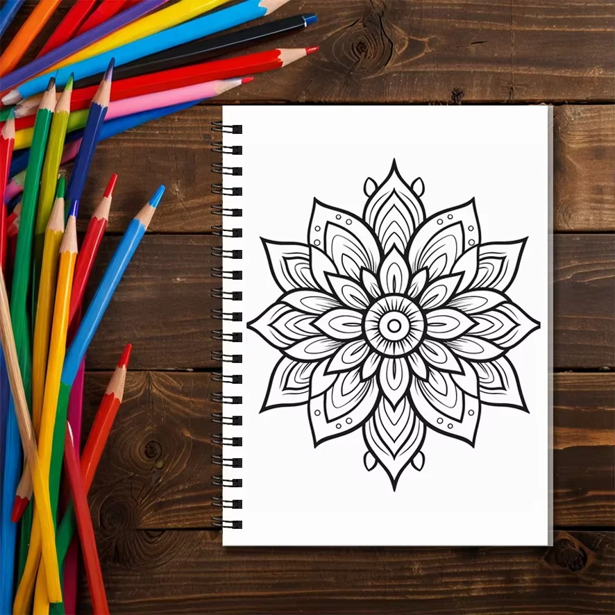 Libro para colorear Mandala para adultos, 8,3x11,2 pulgadas, alivio del estrés, 22 páginas, ilustraciones de terapia artística, regalo navideño
