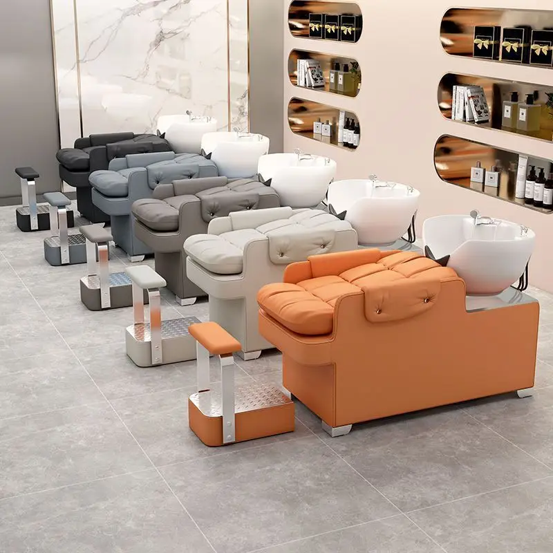 

High-end barbershop semi-reclining hair wash bed Ceramic flush bed for hairdresser hair salon