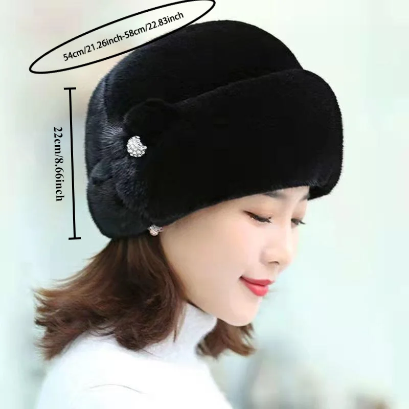 Ladies' Russian Style Winter Hat, Elegant Adjustable Fisherman Hat,lightweight Faux Plush Texture - Women's Cold Proof Accessory