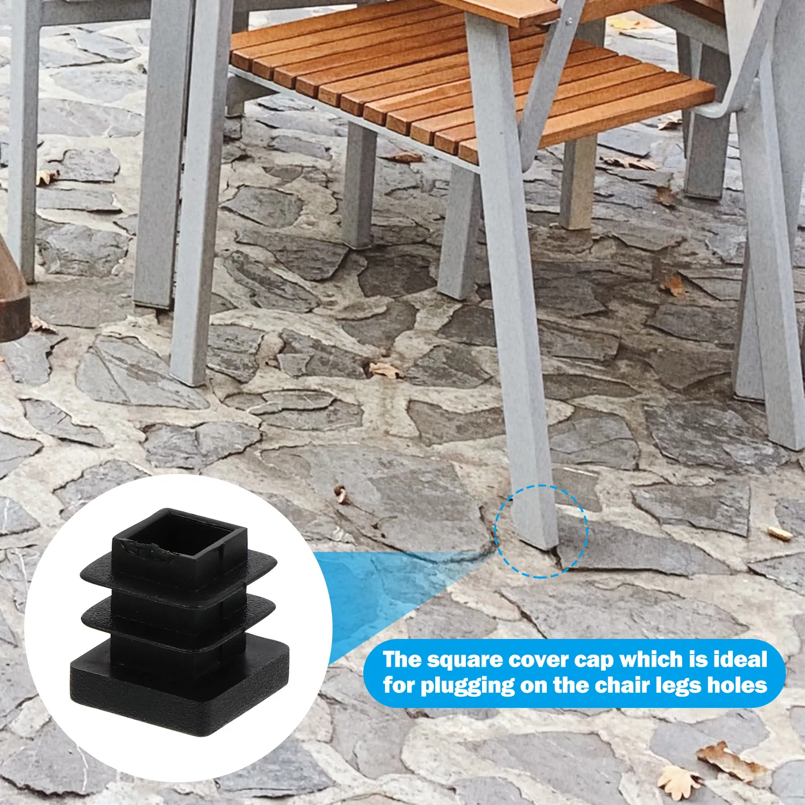 100pcs Square Plastic Furniture Leg Plugs – Black End Caps for Chairs, Tables, Noise Reduction & Floor Protection