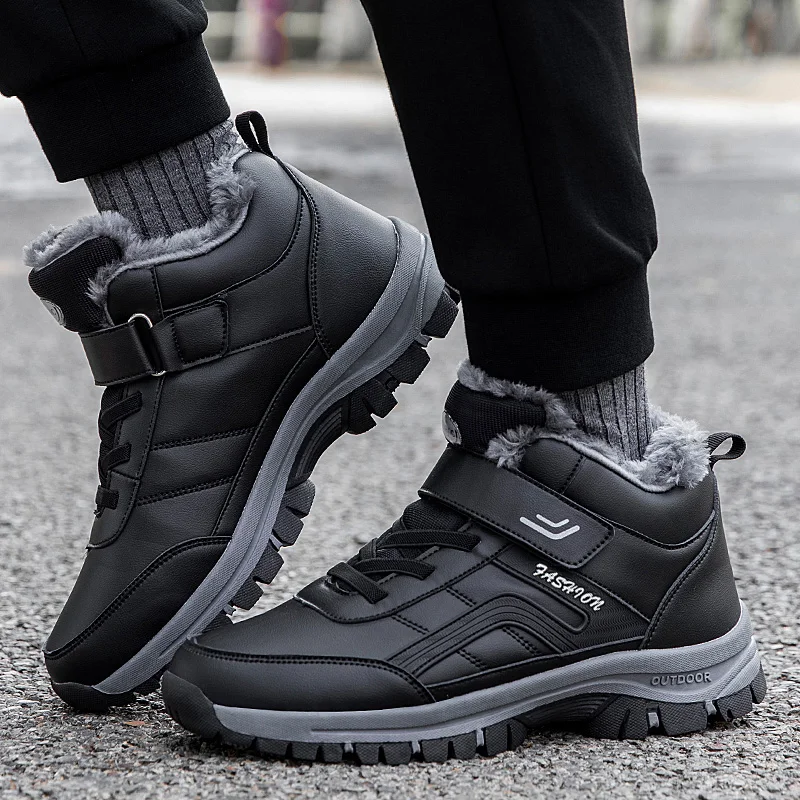 New Fashion Men Winter Snow Boots Women Warm Ankle Boots Non-slip Couple Winter Shoes Waterproof Unisex Plush Boots Size 36-48