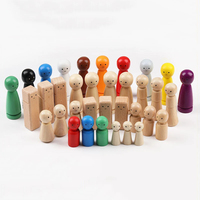 ABCPICK 35pcs New Colorful Painted Eyes Wooden Figure Decoration for Children's Puppet Puppets Hand-painted Doll Toys