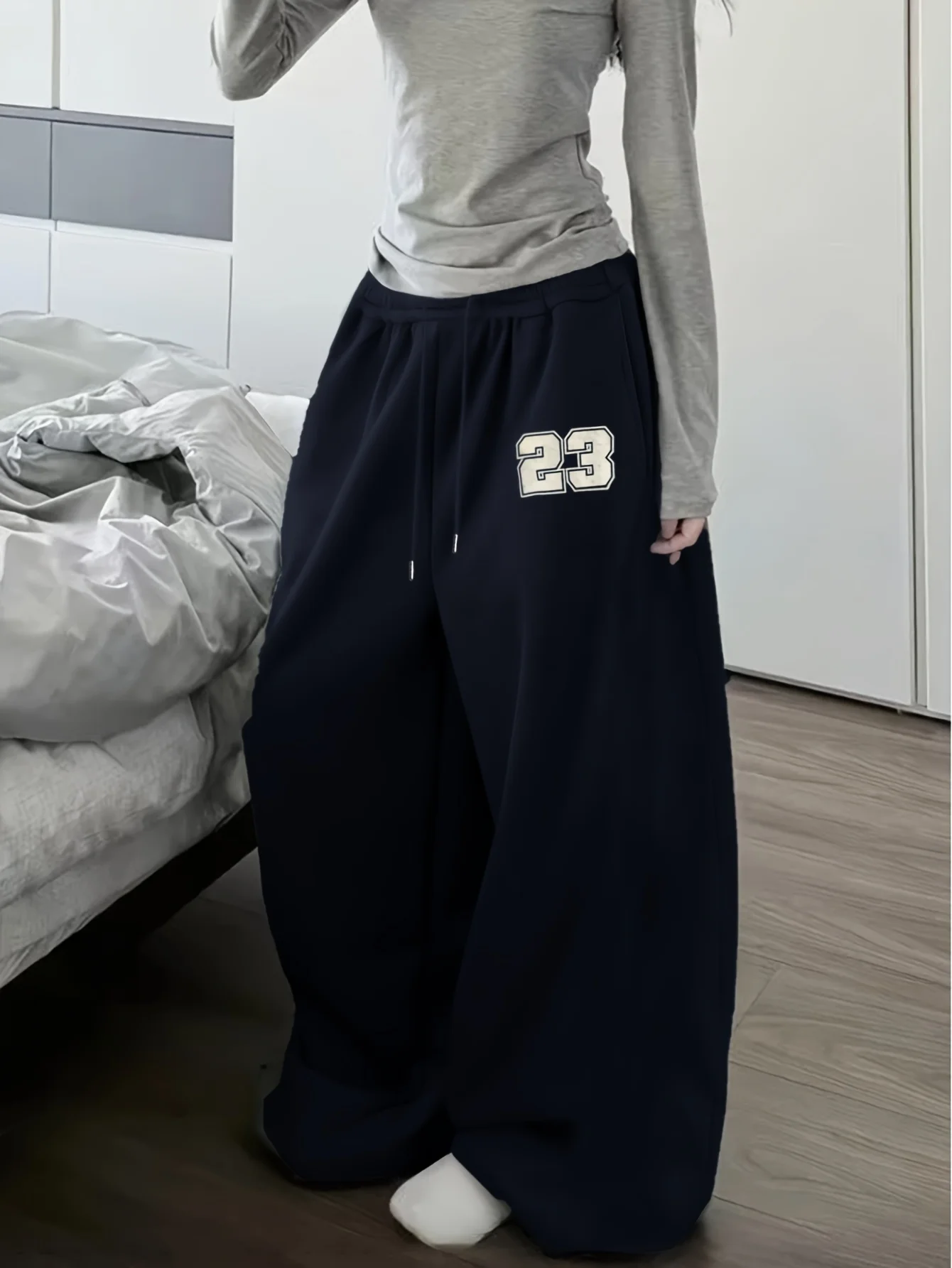 Women's Street Style Casual Sweatpants with Digital Print  Arrivals for Spring Fleece Loose Fit Streetwear Oversized