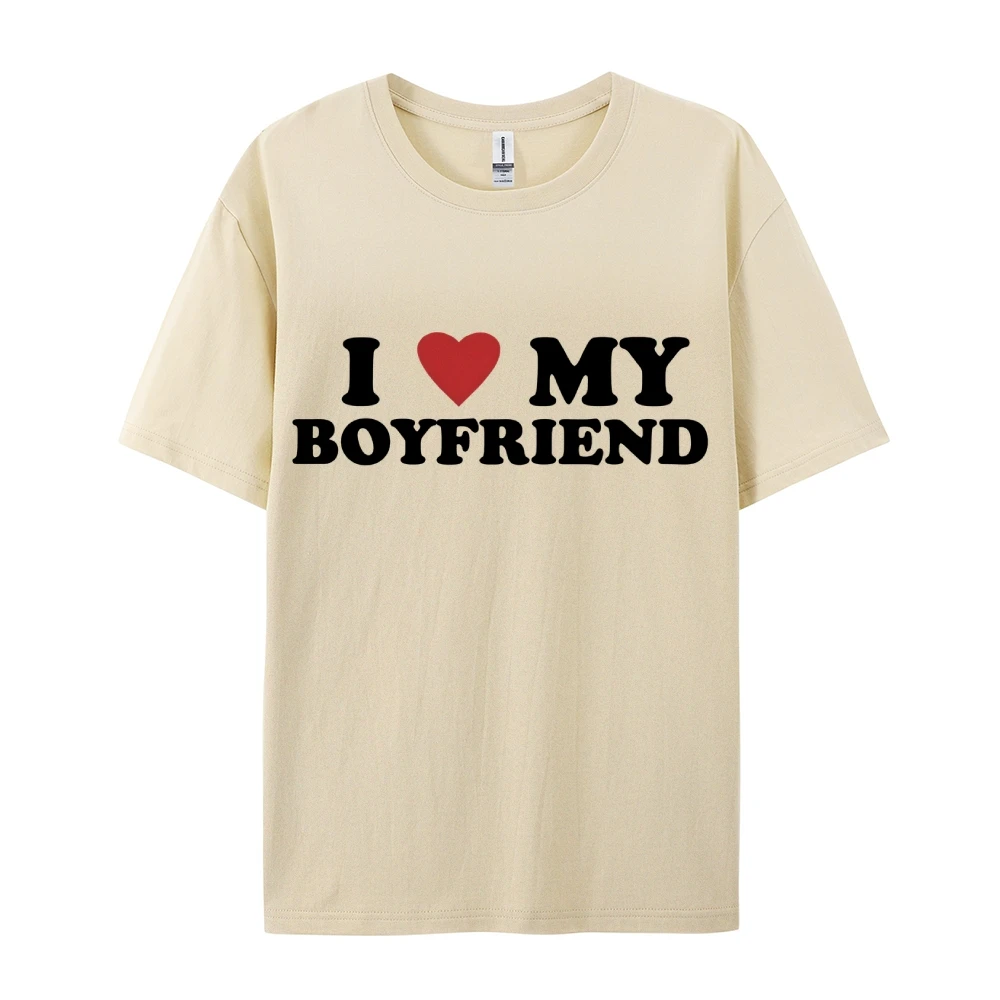 I Love My Boyfriend Women's Short Sleeve Tee Y2k Trendy Stylish Tshirt Comfort Colors Ladies Tops Cotton Shirt Couples Gift