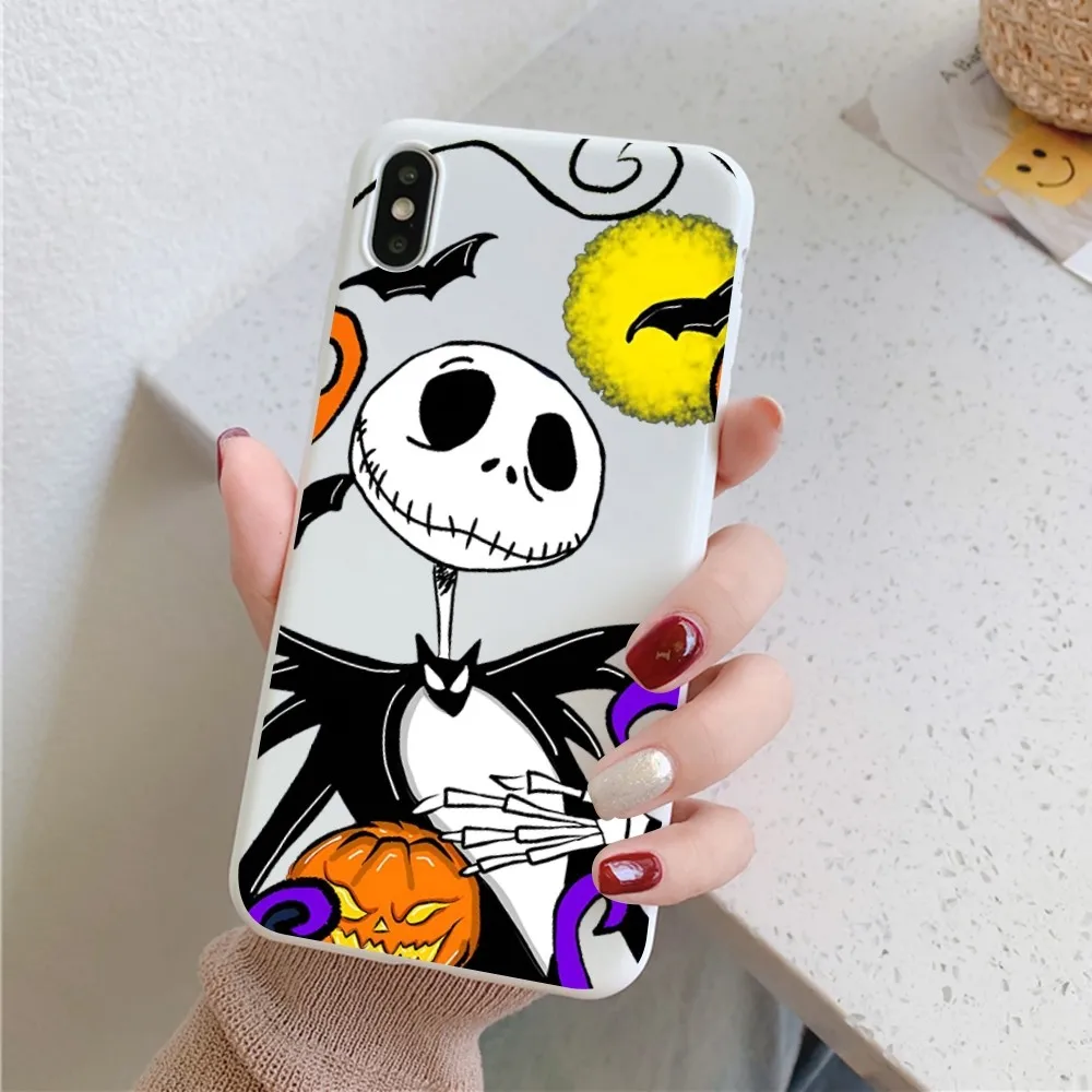 Disney Jack Skellington Phone Case for iPhone 14 11 12 13 Mini Pro Xs Max 8 7 6 6S Plus X XR Solid Candy Color Case