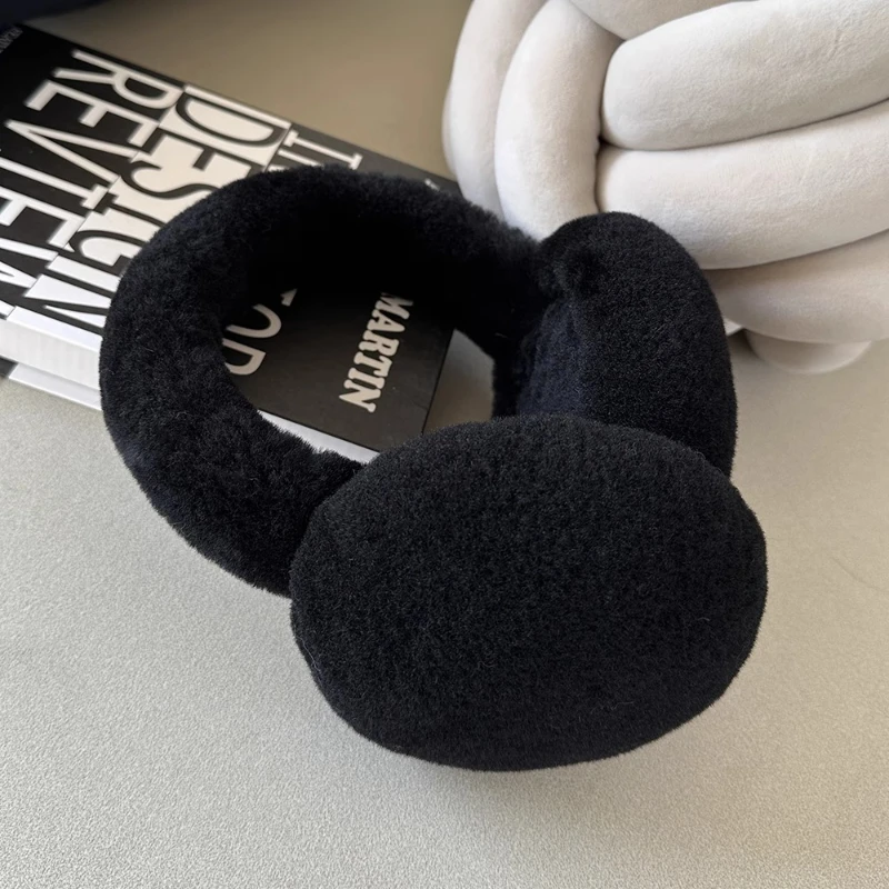 패션 휴대용 귀마개 야외 감기 보호 여성 남성 천연 양모 귀마개 접이식 귀고리 부드러운 플러시 따뜻한 귀마개