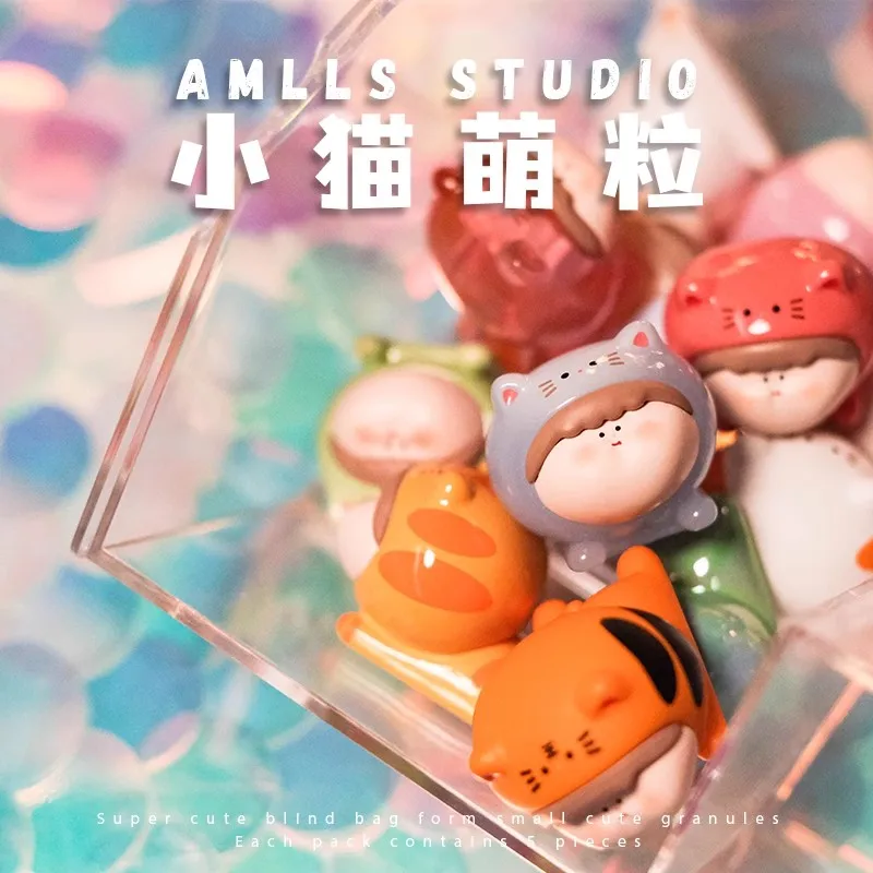 Amlls Kitten Cuteness Series Blind Box Guess Bag Mystery Box Toys Doll Cute Anime Figure Desktop Ornaments Gift Collection