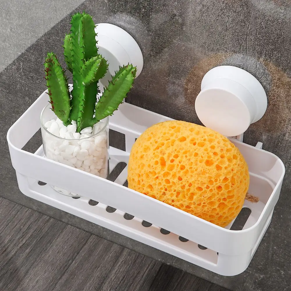 Corner Shelf With Suction Shower Rack Organizer Cup Bathroom Storage Wall Basket