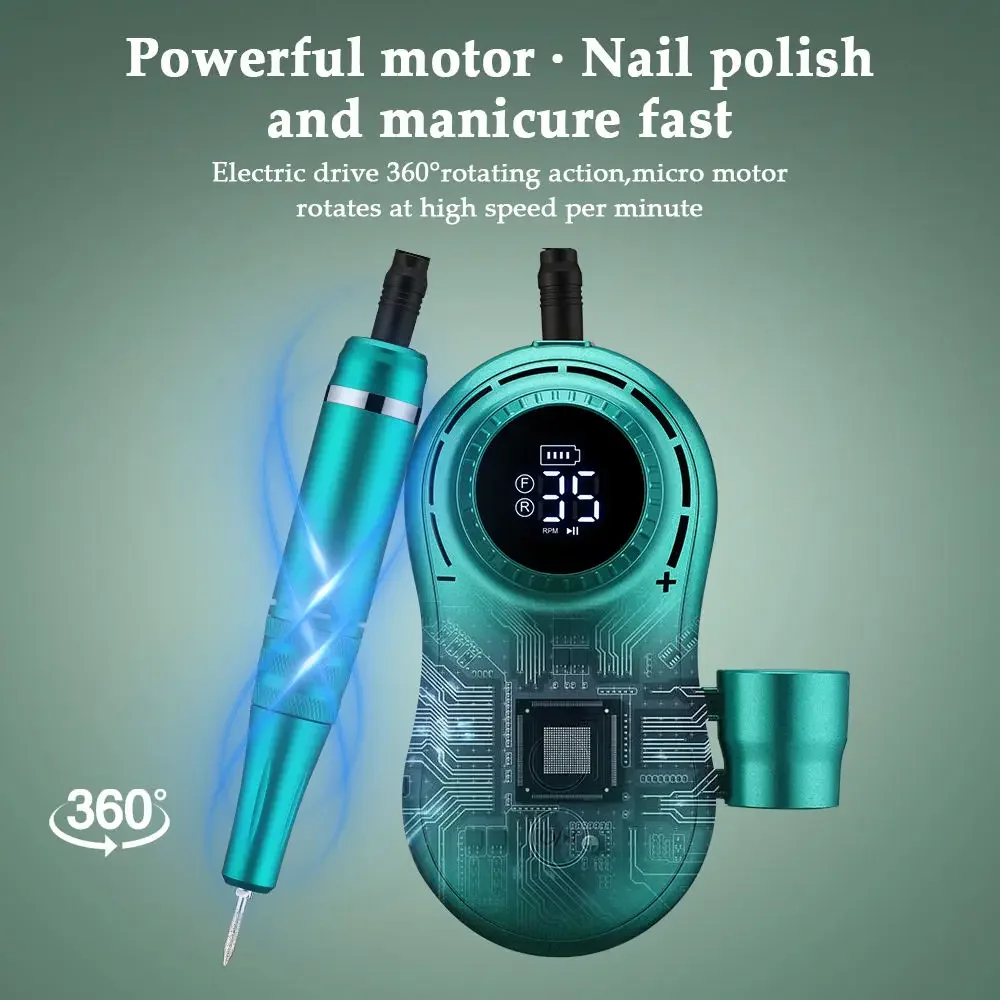 35000RPM Portable Nail Drill Machine Rechargeable Electric Nail File For Acrylic Nails Gel Nail for DIY Home or Salon Mani-Pedis