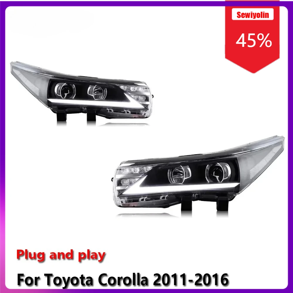 

Sewiyolin Car LED Lamp Headlight Assemblies For Toyota Corolla 2011-2016 Fog DRL Brake Turn Signal Lamp