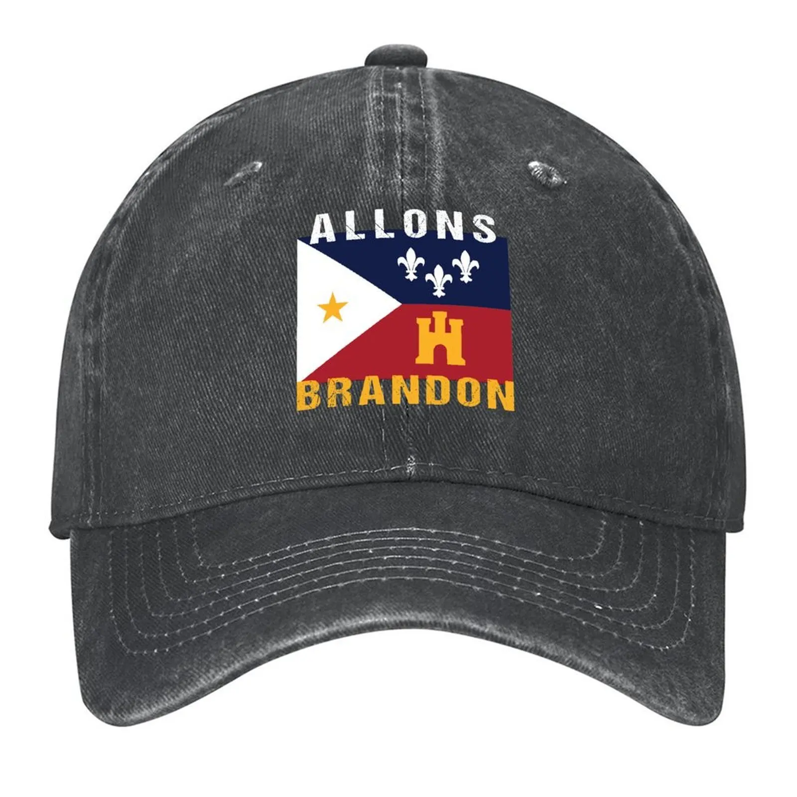 

Allons Brandon Louisiana Acadiana Flag American Flag Lets Go Brandon Baseball Cap Rugby Luxury man cap Boy Women's