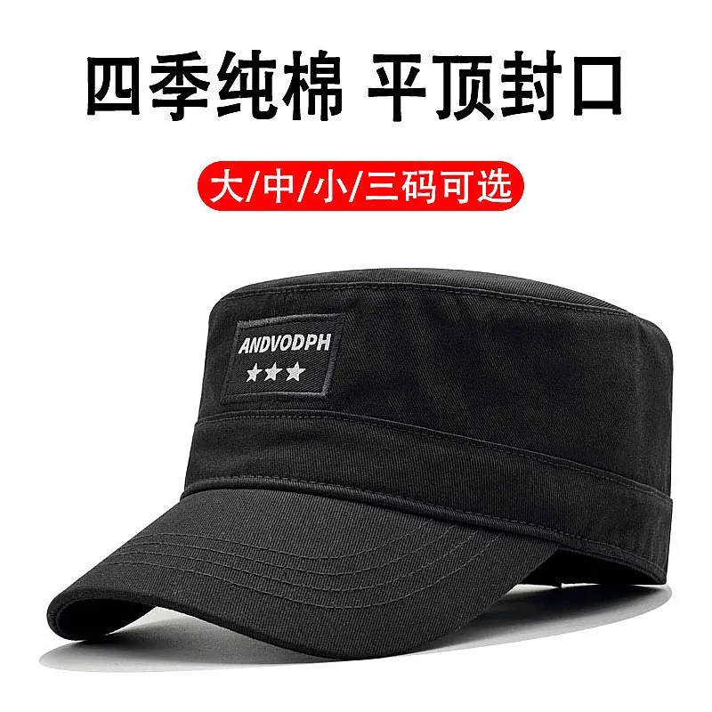 Spring Autumn Flat Top Hat for Men New Outdoor Casual Plus Size Baseball Cap Middle Aged Full Closure Cap