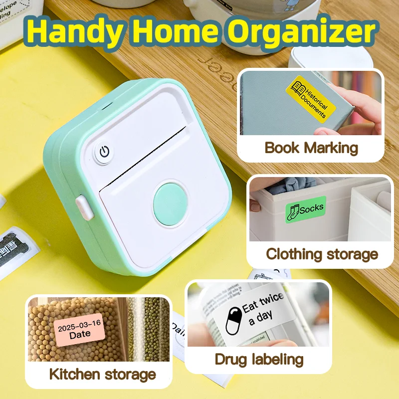 DOLEWA Mini Sticker Printer Printer D5, Bluetooth Smart Pocket Inkless Thermal Printer , Portable Receipt Printer for Photo