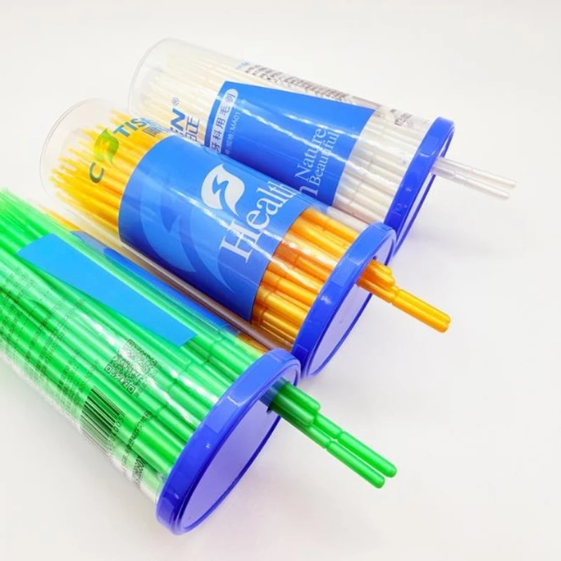 9×100Pcs/Box Dental Disposable Silicone Micro Applicators Brushes Fiber-Free Microbrush Dispenser Dentist Tools Instrument