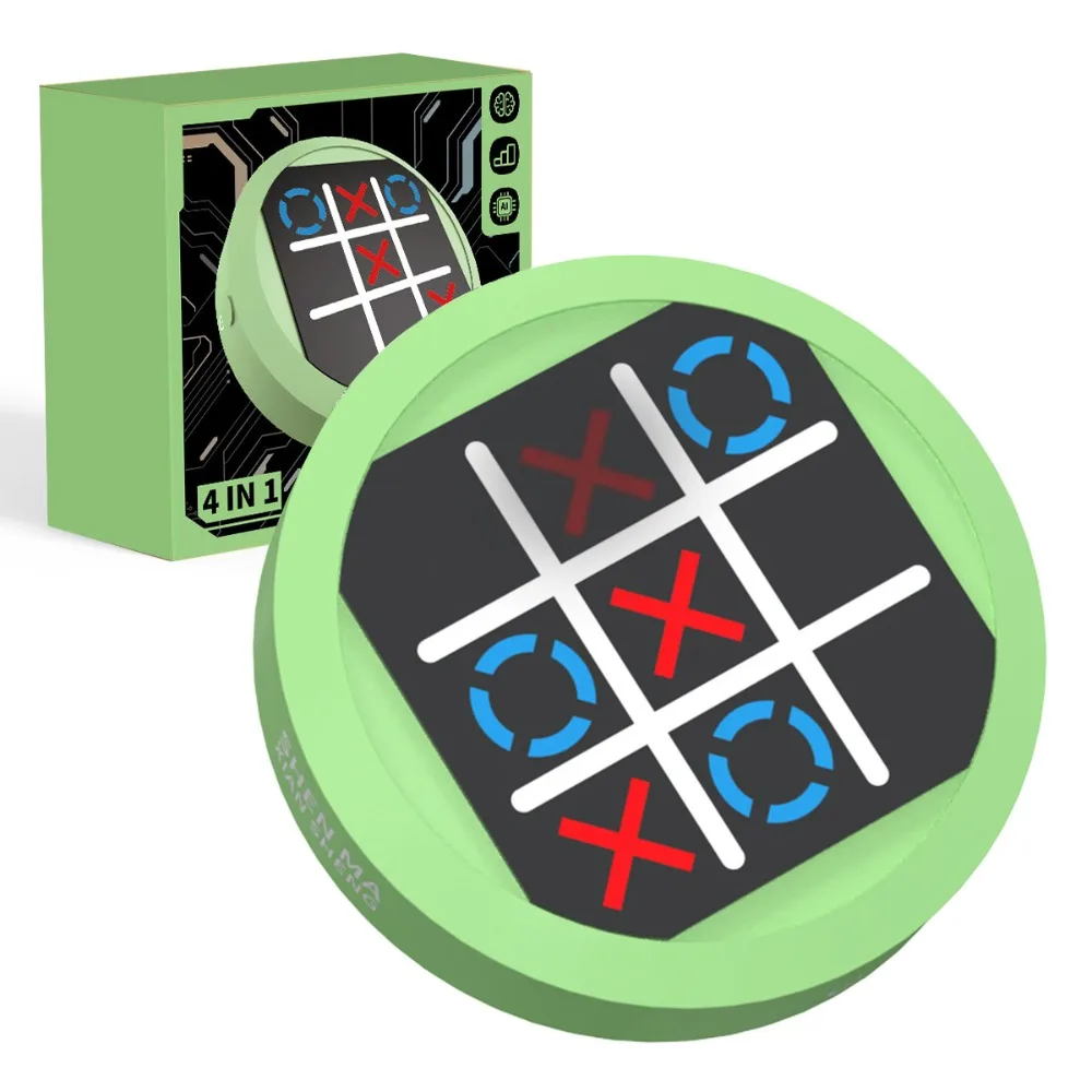 

4-в-1 игра Tic Tac Toe, портативное мышление, электронная доска Монтессори, развивающая настольная игра в шахматы для роста памяти