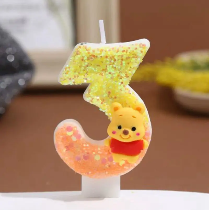 Anime 0-9 Zahl Kerze Nette Winnie the Pooh Kerze Cartoon Charakter Kinder Party Kuchen Plug-in Geburtstag Kuchen Dekoration geschenke – Detail 6