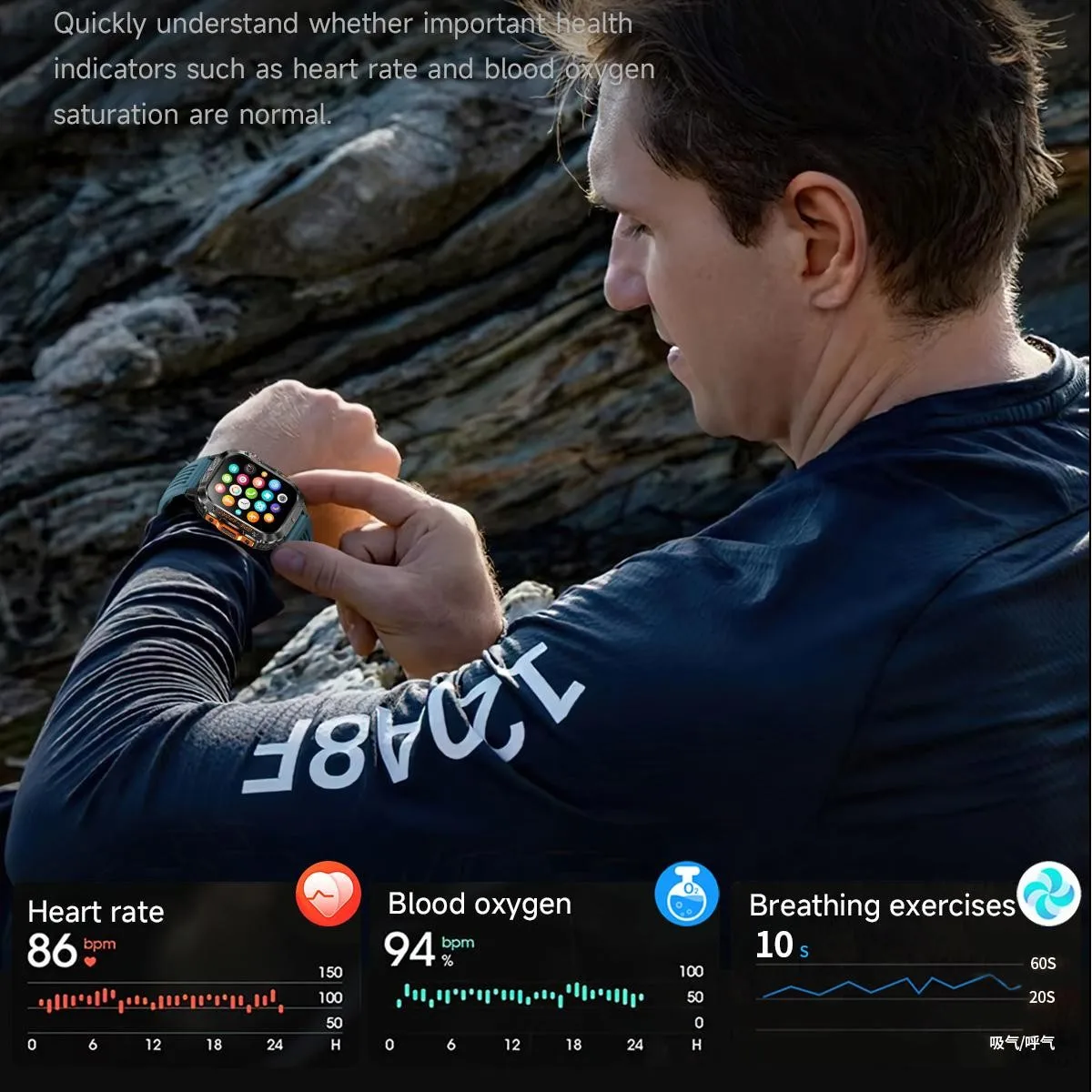 Military Smart Watches Built-in GPS,Tactical Smart Watch for iPhone/Android,100+ Sport Modes with Flashlight, 2.01" Screen