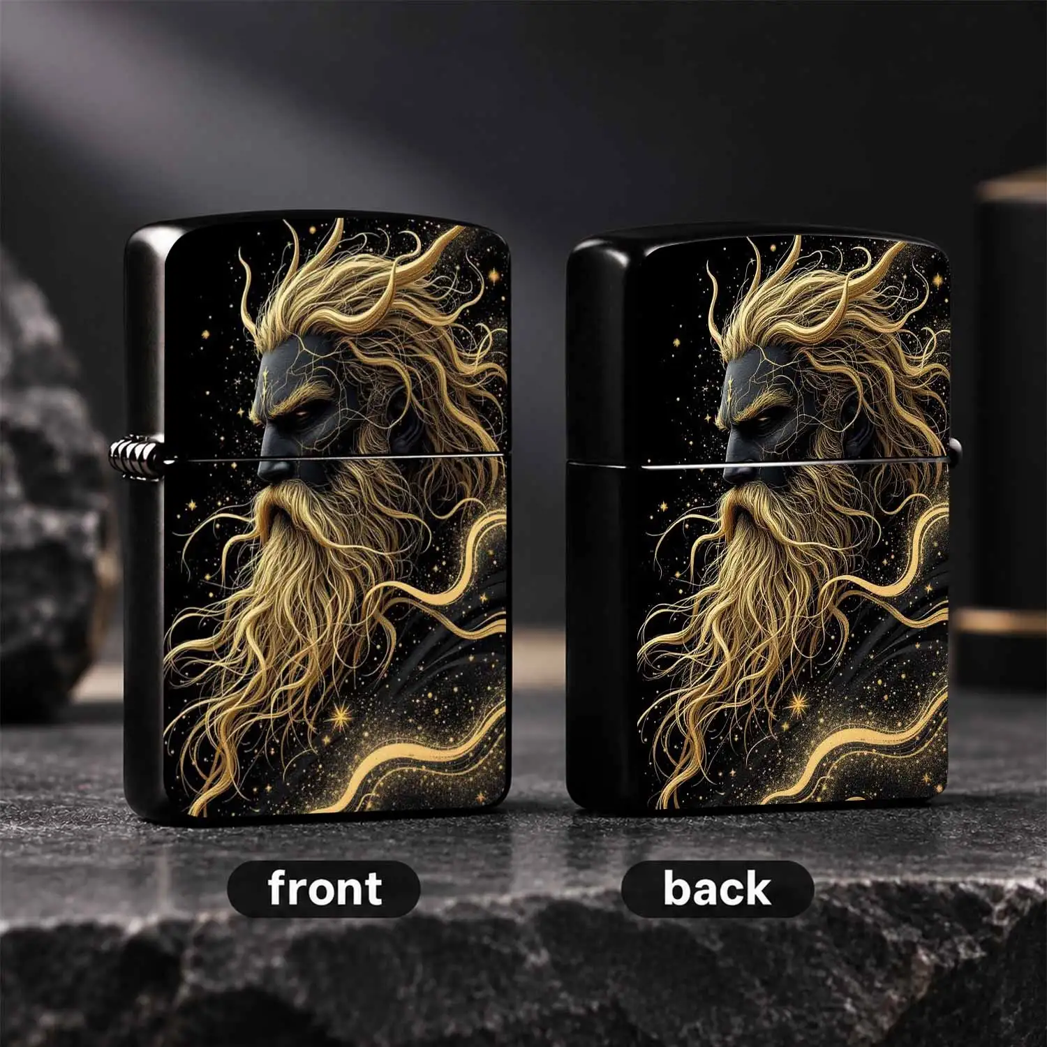 Nordic Myth Star God Themed Portable Lighter, Black Gold Myth Art Style Trendy Creative Item, Practical Accessory For Daily Outings, Suitable For Multiple Scenarios, Exquisite Texture Ideal Gift, Unique Atmospheric Stylish Small Piece For D