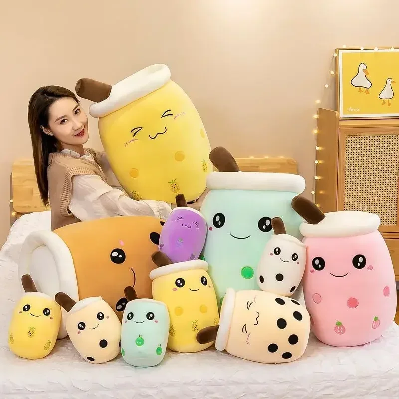 24cm Cute Stuffed Boba Plush Bubble Tea Real-life Bubo Food Milk Cup Plushie Pillow