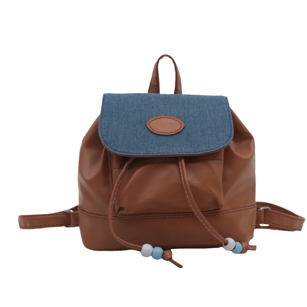 

Simple Mini PU Leather Backpack Solid Color Korean Style Shoulders Bag Handbag Small Pack Y2K Backpack Girls