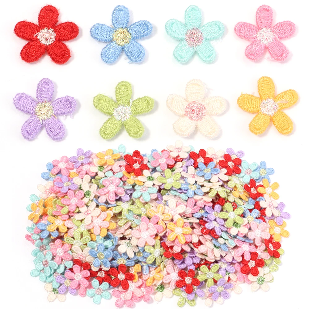 30pcs Cute Embroidered Flower Applique For DIY Clothes Hat Shoes Crafts Sewing Patches Headwear Hair Clips Decor Accessories