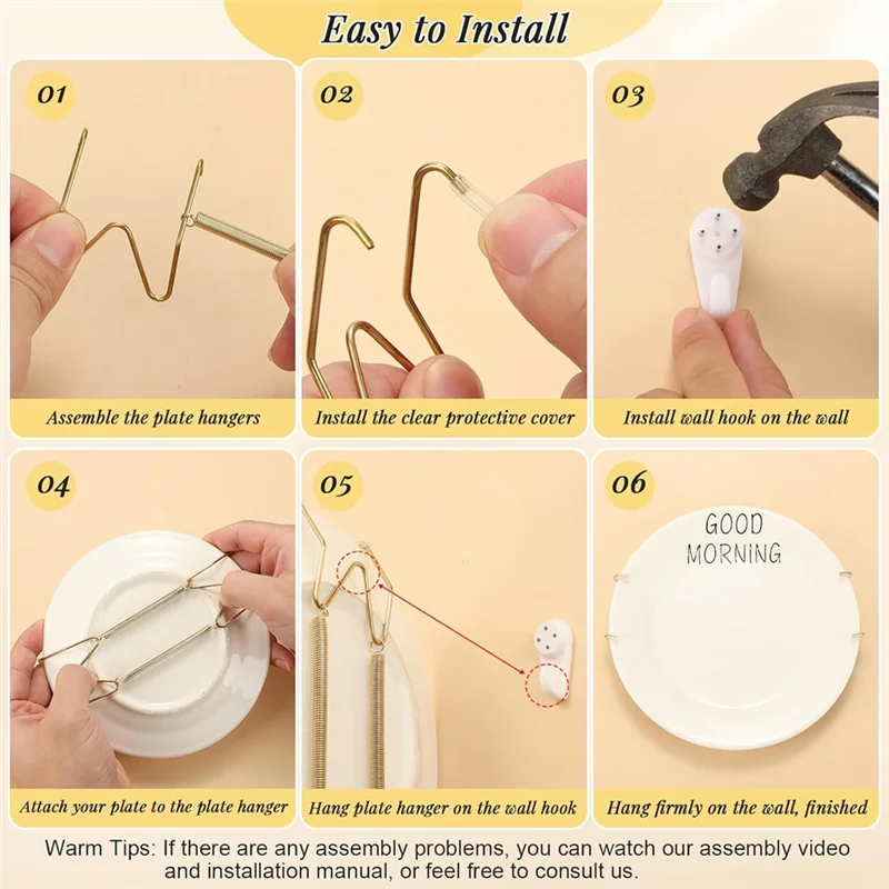 شماعات حائط ABKO-Plate للعرض - شماعة أطباق مقاس 6/8/10/12 بوصة، للوحات والفنون المزخرفة مقاس 5.5 إلى 12.5 بوصة