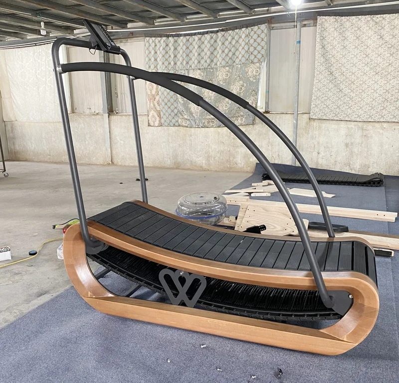 

Беговая дорожка для фитнеса, ручная, деревянная, изогнутая