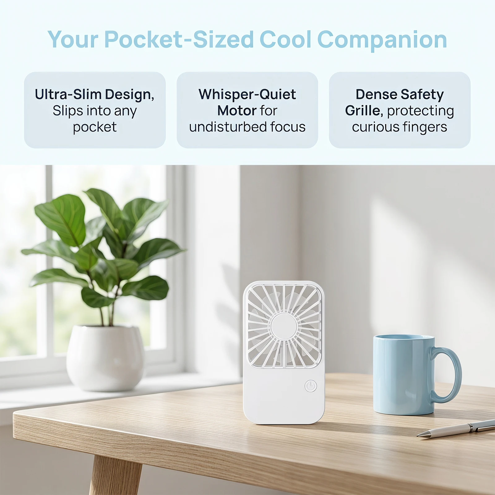 Lightweight Air Cooler Type-C Small Rechargeable Fans 180° Wide Airflow Portable Handheld Fans For Travel Office Outdoor Use