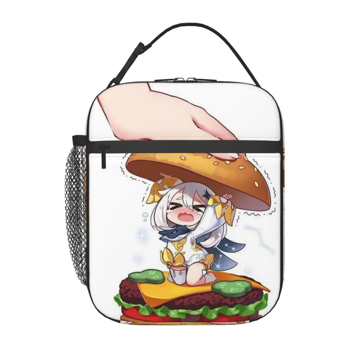 Genshin Impact Paimon Cute Hamburger Insulated Lunch Bag for Women Children Portable Food Boxes Thermal Lunch Box Tote