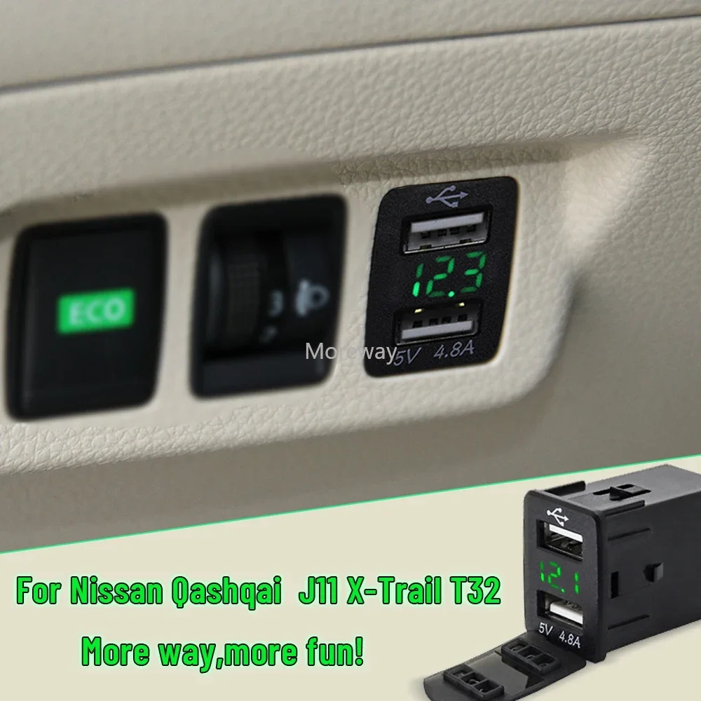Quickly Charging Dual Ports Usb Charger for Nissan New Sylphy 2015 Teana L33 Altima Qashqai J11 Murano Serena C27 Interior Trim