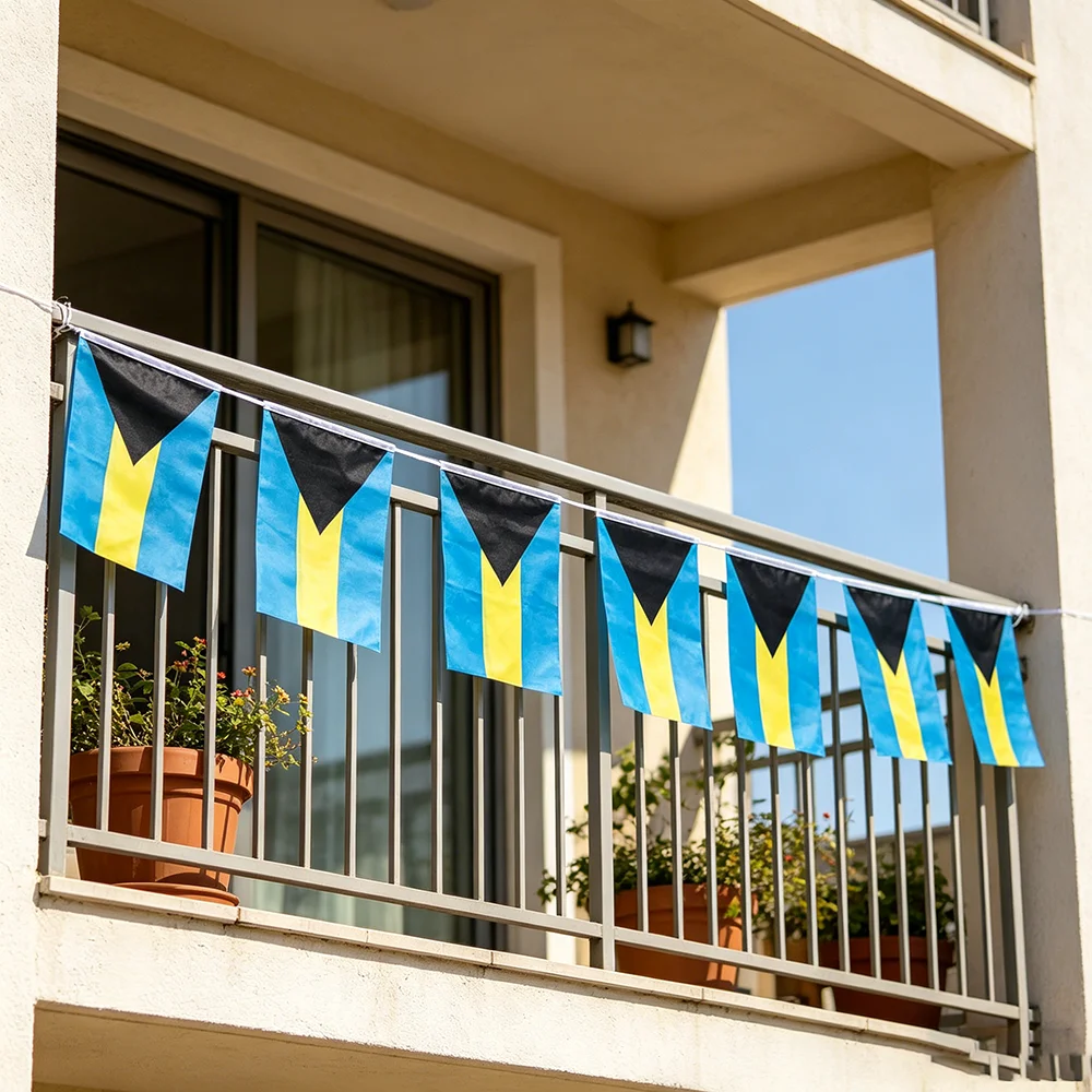 (SKY FLAG ) Bahamas bunting flags 14x21cm 20pcs/lot Bahamas String flags Pennant Banner Festival Party Holiday for decoration