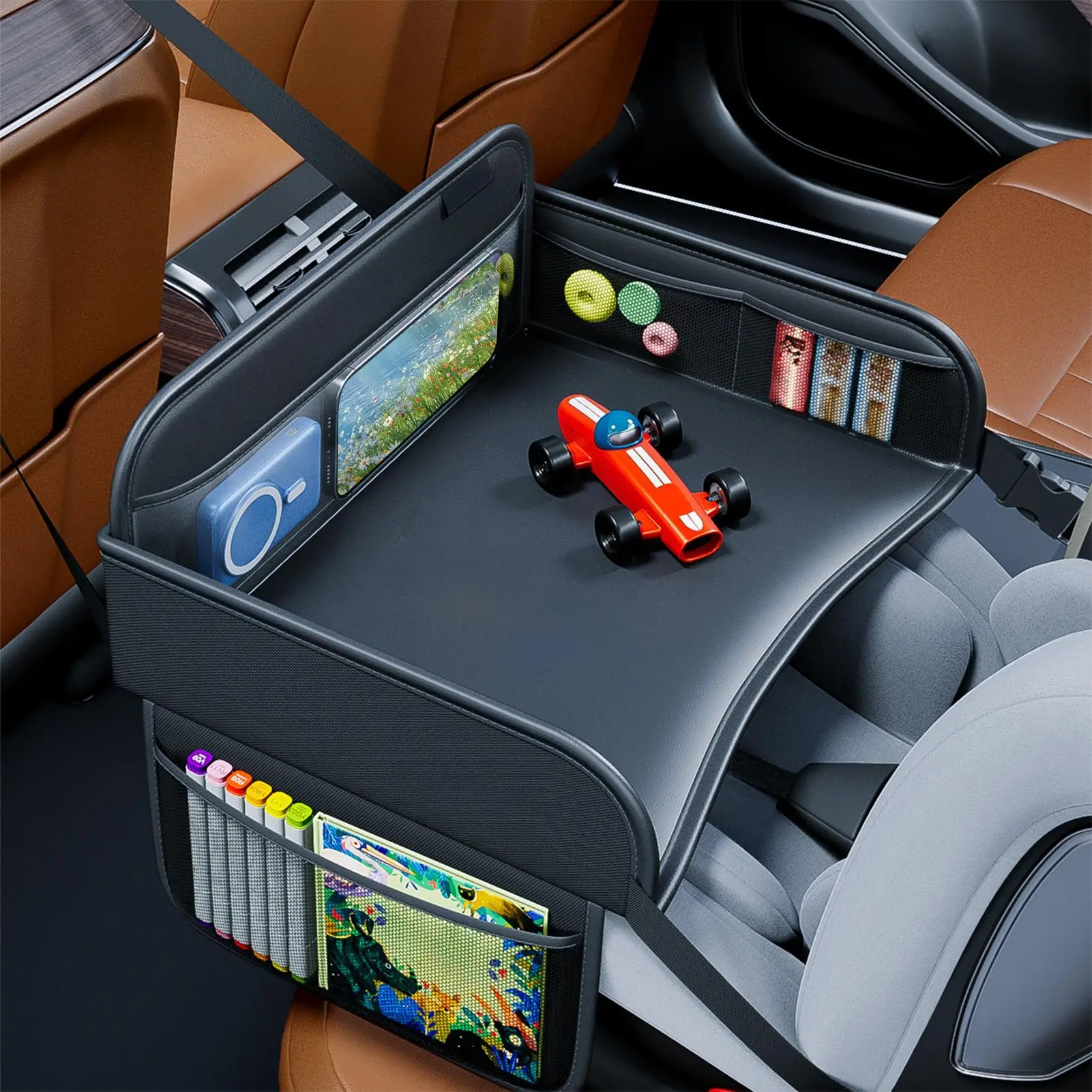 Child Car Dining Drawing Table Universal Car Seat Travel Tray Backseat Toys Organizer Table Holder For Baby Children Kids