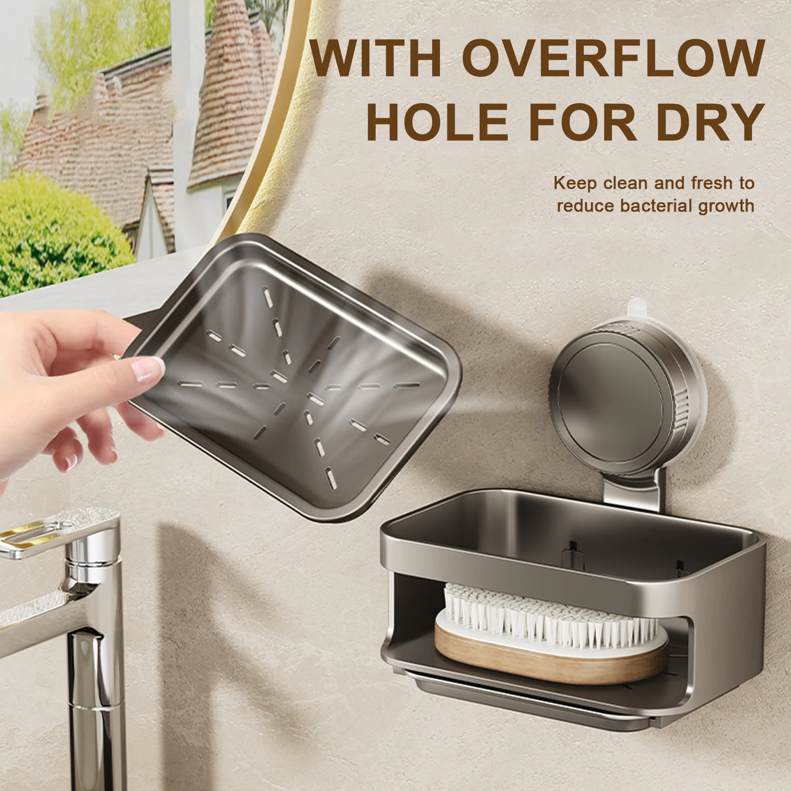 1Pcs Double-Layer Soap Container Bathroom Soap Dishes Holder Self Draining Soap Box with Suction Cups for Bathroom Accessories