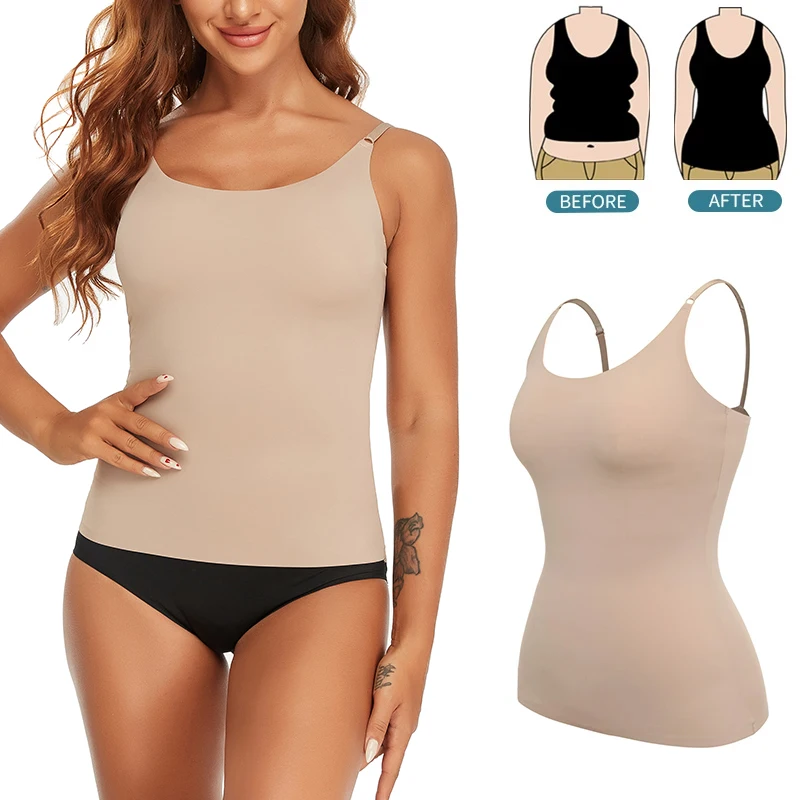 Summer Seamless Shapewear Tops Women Tummy Control Smooth Body Shaper Camisole Nude Black Tank Top Slim Belly Compression Vest