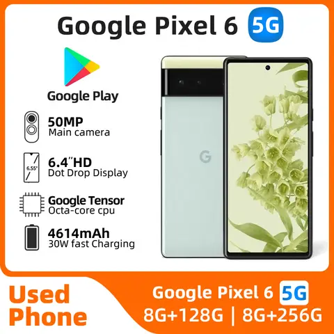 Google Pixel6 5G SmartPhone CPU Google Tensor Battery capacity 4614mAh 50MP Cameraoriginal used phone
