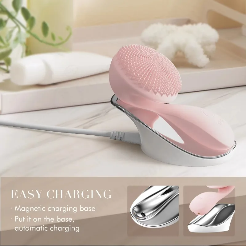 Green Magnetic Rotating Facial Cleansing Brush, Electric Face Massager, Deep Pore Cleaning Skin Care Beauty Tool
