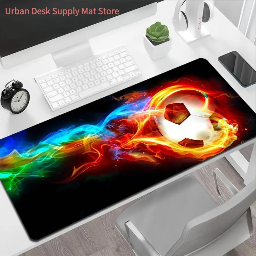 Colorful Flame Soccer Mouse Pad Large Extended Desk Mat Non-Slip Gaming Office Keyboard Mat Waterproof Computer Laptop