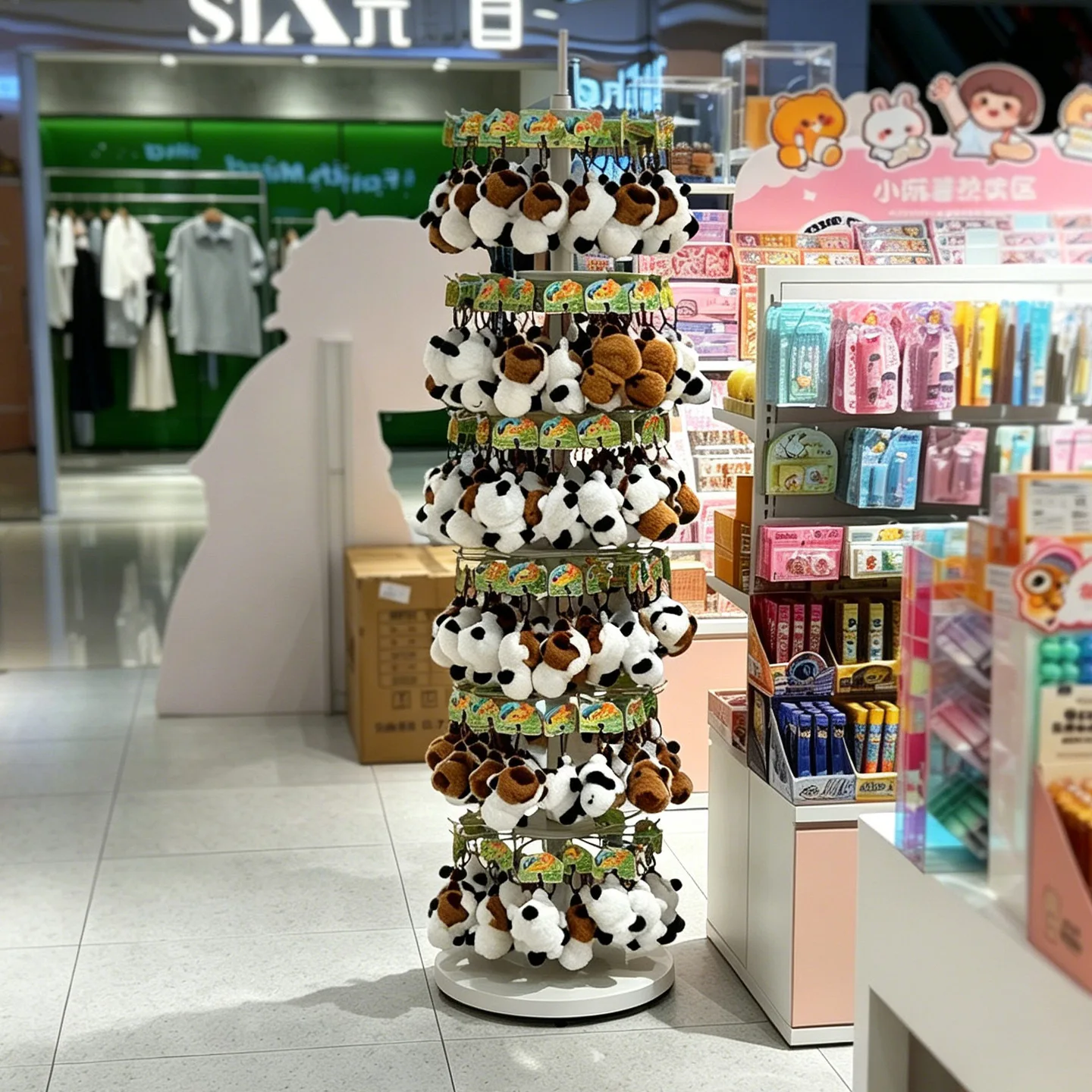 Six-tier windmill rack, keychain, mall, stationery store, rotating jewelry hanging rack, display rack, floor-standing
