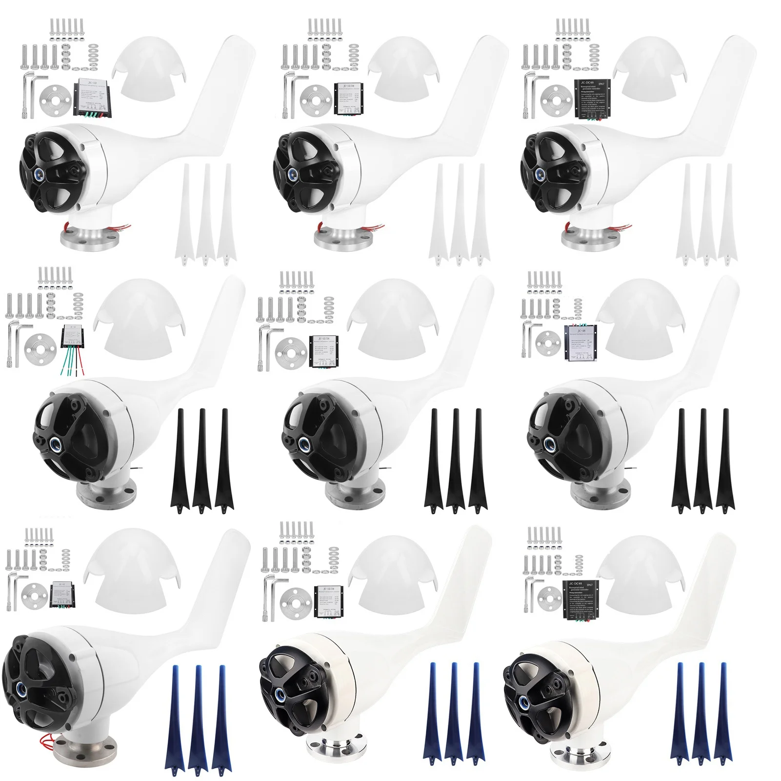 1200W Small Wind Generator Turbines Kit 3 Blades Power Parts for Marine Home Charging Wind Turbines Generator
