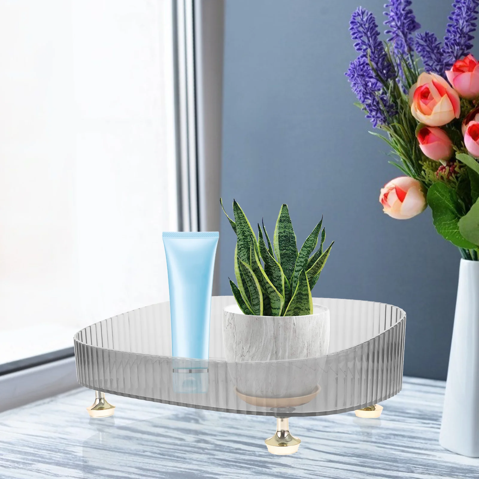 

Plastic Jewelry Tray Organizer Rings Earrings Necklaces Bracelets Makeup Perfume Storage Vanity Dresser Bathroom Clear