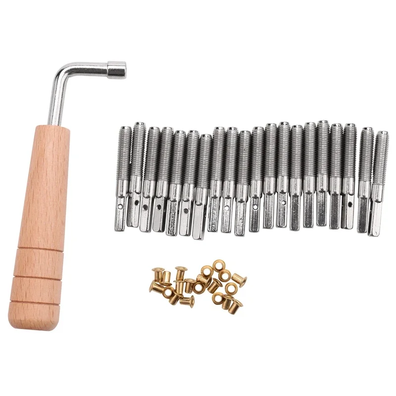 20 Pcs Tuning Pin Nails & 20Pcs Rivets,1 Pc L-Shape Tuning Wrench,for Lyre Harp Small Harp Musical Stringed Instrument Kit