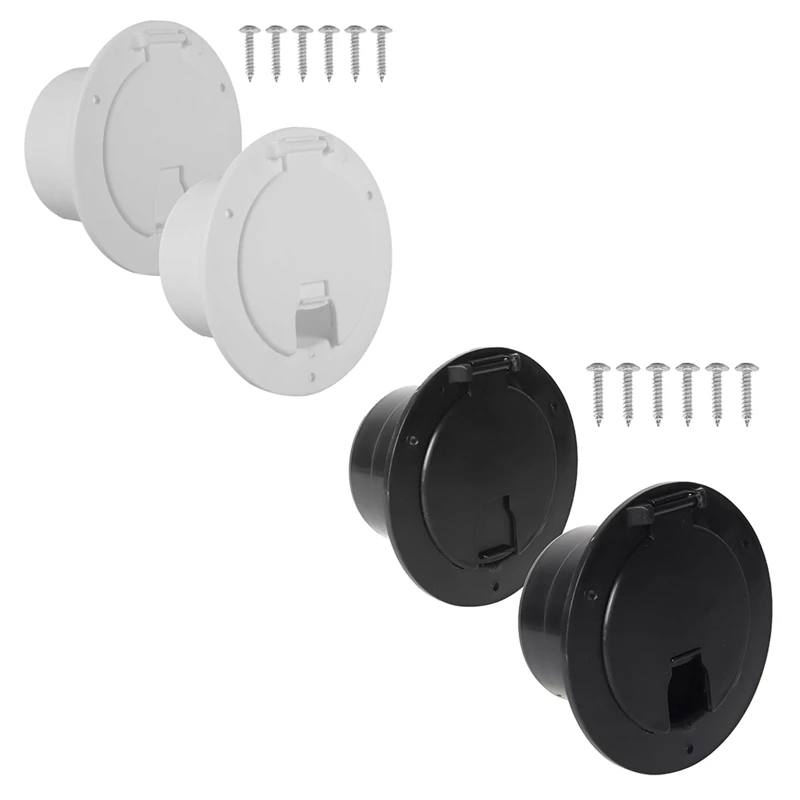 2-Pack, Rv Luik Afdekkingen Ronde Elektrische Kabel Luik Voor Rv Trailer Rv Stroomkabel Luik Cover Met Schroeven