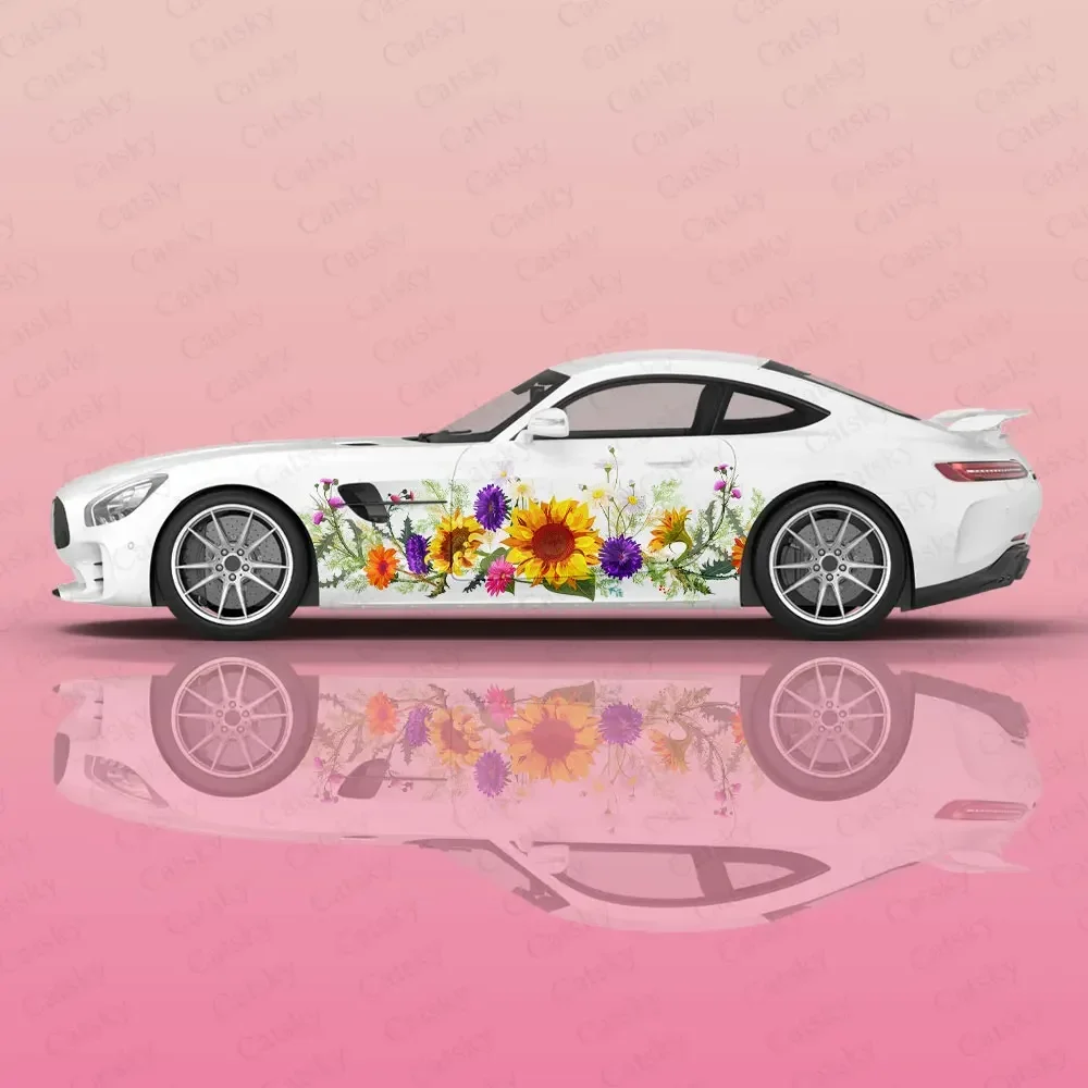 Custom Sunflowers Car Body Stickers Itasha Vinyl Car Side Decal Decoration ﻿Auto Accessories Decoration Wrap Cover Film Gift