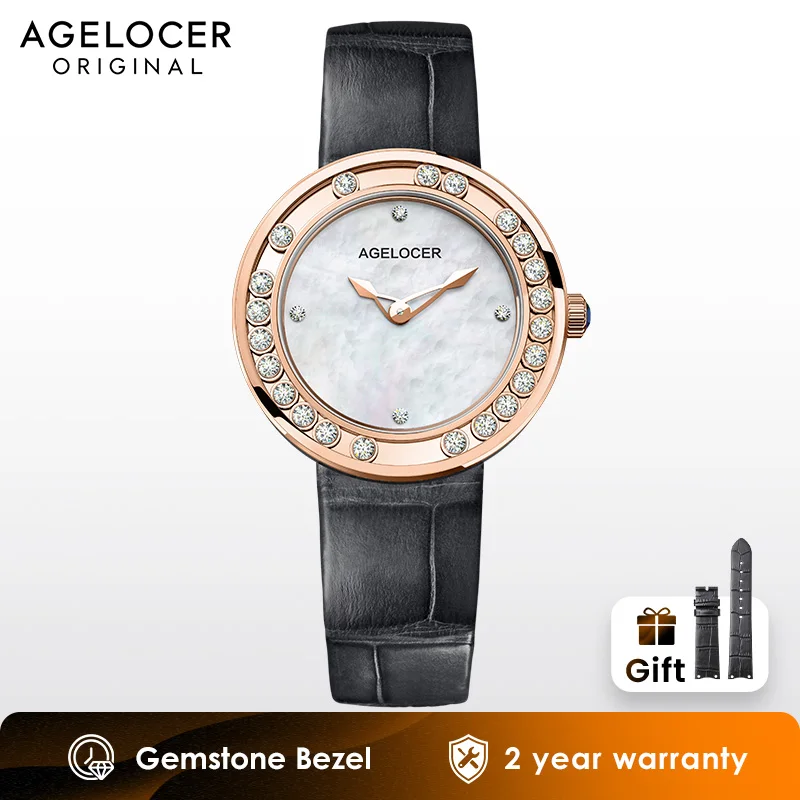 AGELOCER Original Baikal Watch Diamond Women's Quartz Luxury Gold Watch Diamond Watch Birthday Gift for Women