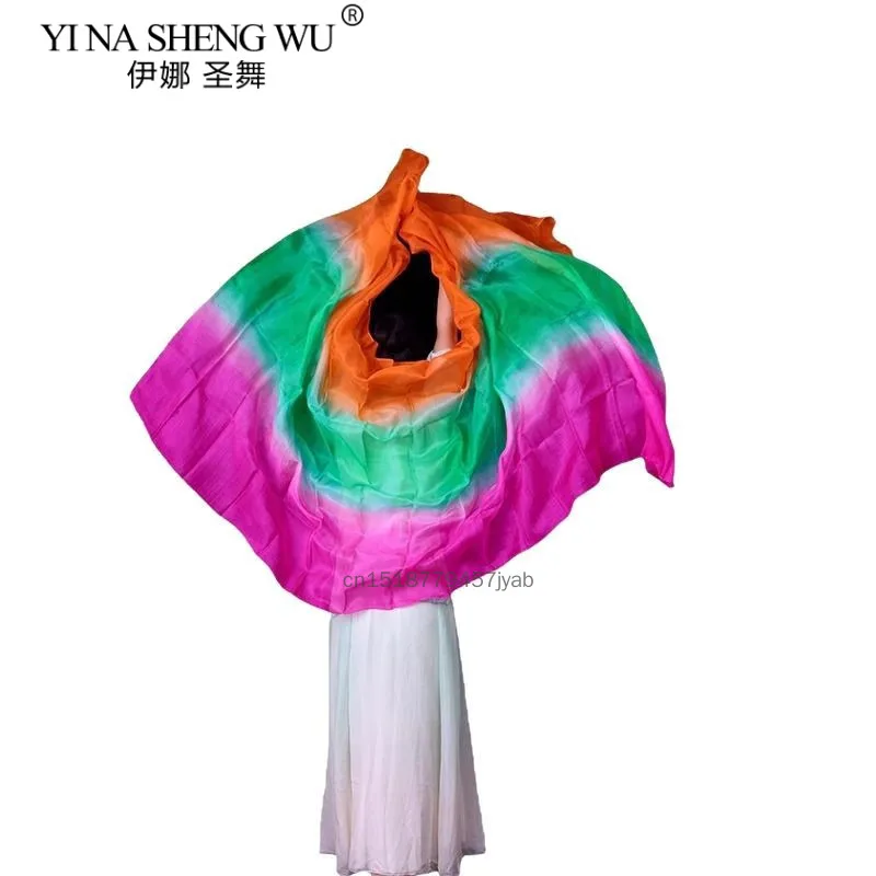 Danse du ventre foulard en soie lancer à la main dégradé couleur danse pratique Performance voile de soie personnalisé 100% vraie soie voile de danse du ventre