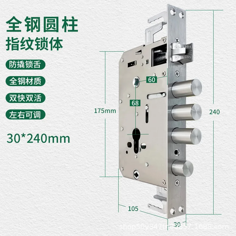 6068 Fingerprint Lock  Body 304 Stainless Steel  Double Live Double Fast Body Intelligent Anti-theft Door Lock Cylinder