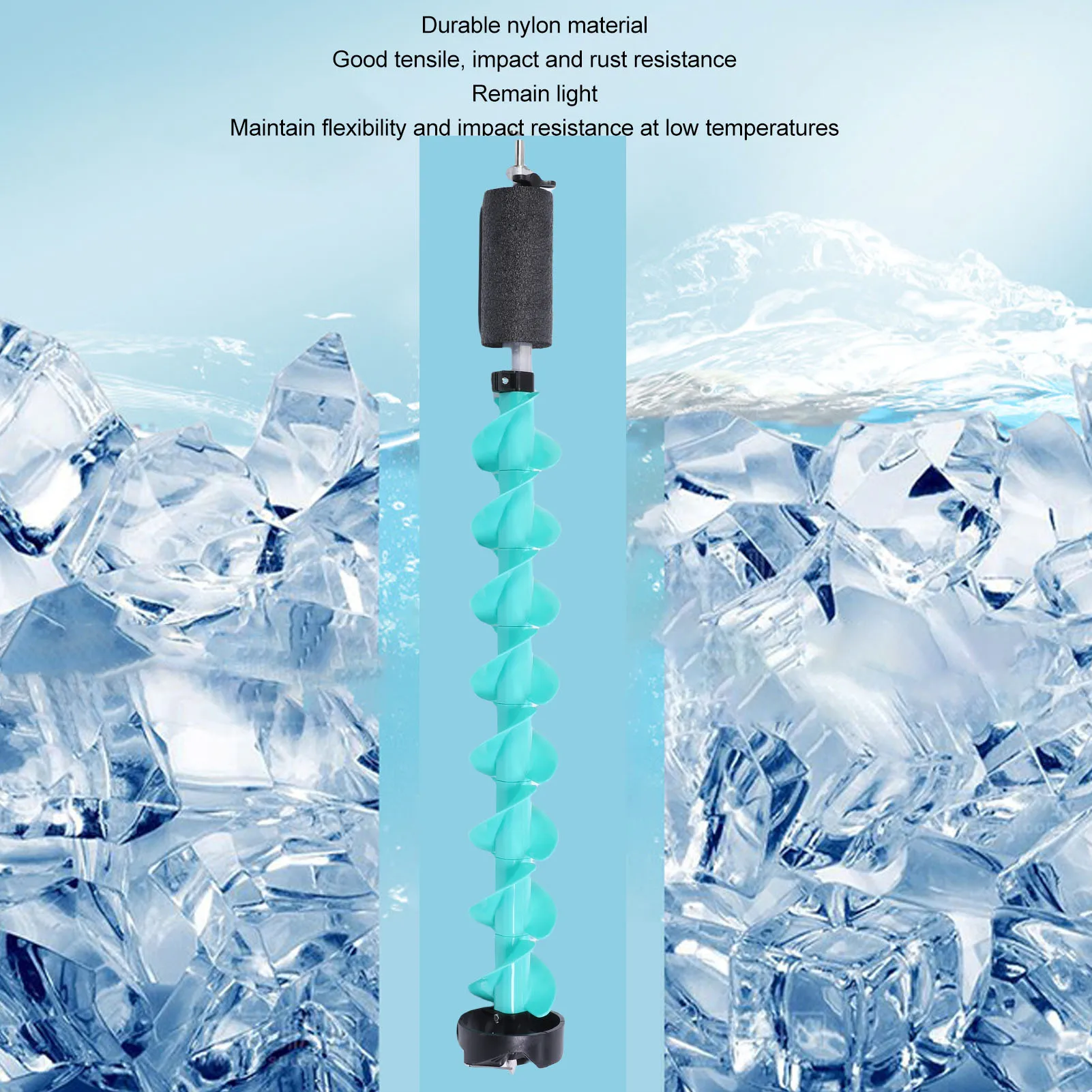 Deep Ice Layer Ice Auger Drill Bit 5 Inch Drilling Diameter Carbide Ice Drill Bit w Float and Versatile Adapter for Deep Water