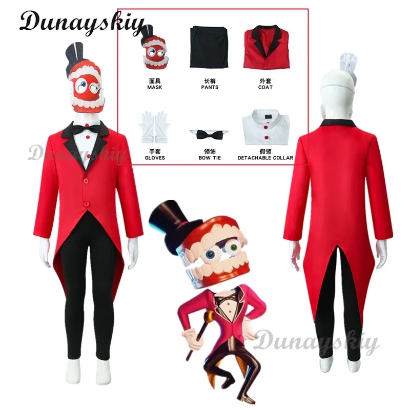 

The Amazing Digital Circus Caine Cosplay Costume Uniform Jumpsuit Pomni Halloween Party for Kids Adult Cosplay Props